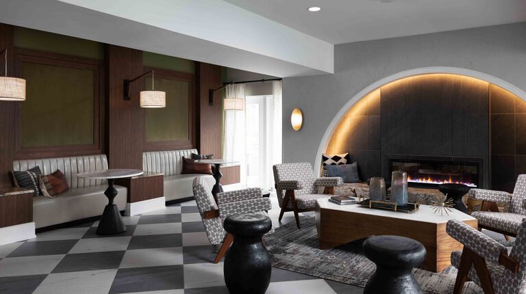 Resident lounge with cozy seating